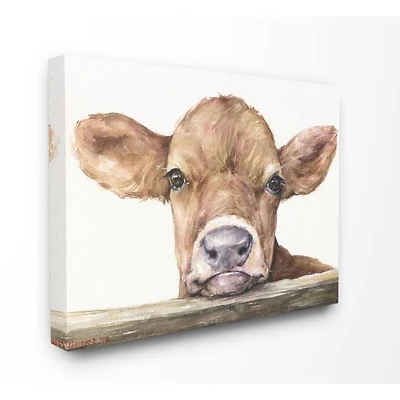 Stupell Industries Cute Baby Cow Animal Watercolor Painting