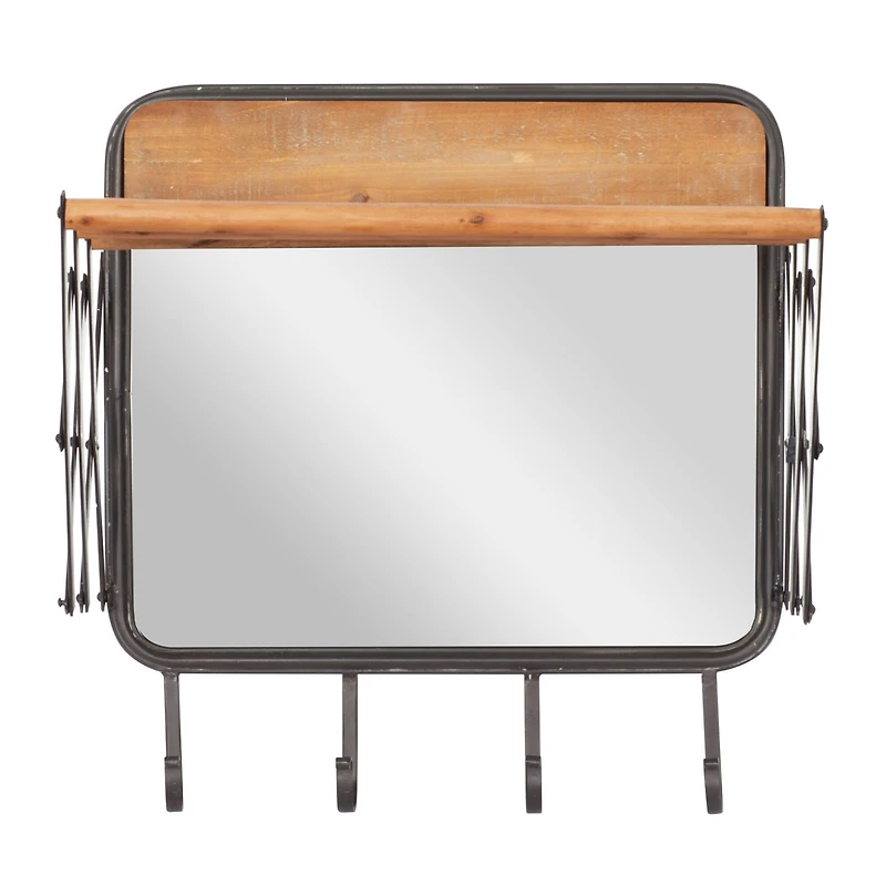 Brown Metal Industrial Wall Hook, 19" x 19" x 14"