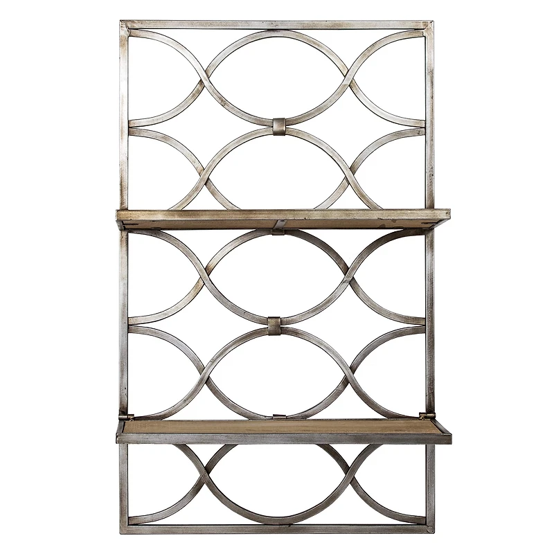 16.25" Wood & Metal Hanging Shelf Rack