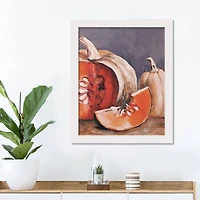 Autumn Pumpkin Still Life Wall Art with White Frame