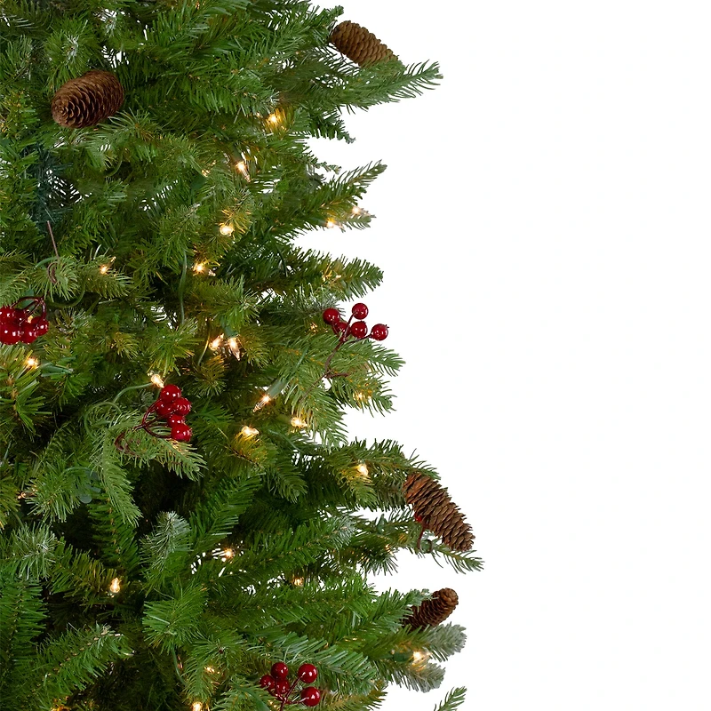6.5ft. Pre-Lit Real Touch™️ Mixed Winter Berry Pine Artificial Christmas Tree, Clear Lights