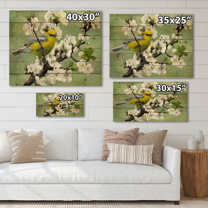 Designart - Bird On A Branch of Cherry