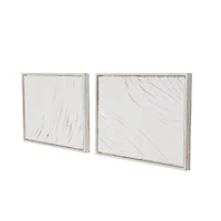 28" x 20" White Distressed Wood Abstract Wavy Wall Decor, Set of 2