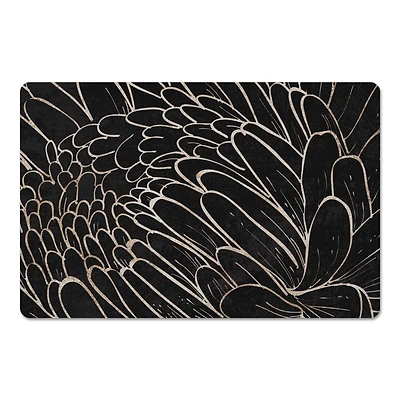 18" x 27" Black & White Floral Etching Floor Mat