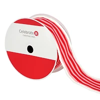 2.5" x 48ft. Pink & Red Stripes Holly Jolly Wired Jumbo  Ribbon by Celebrate It®