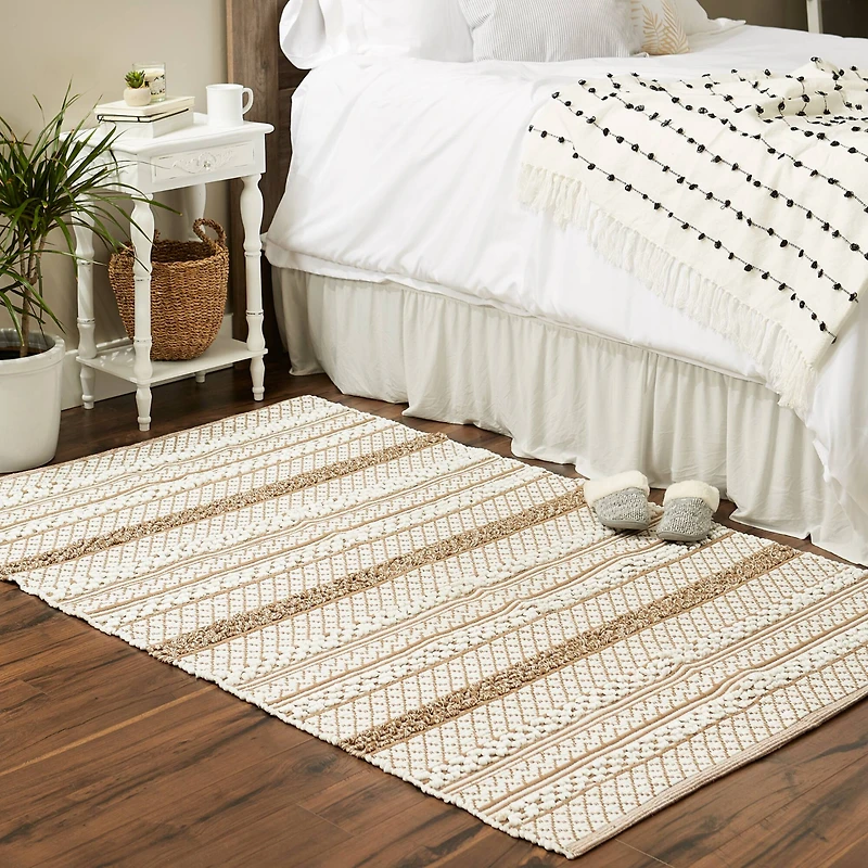 DII® Stone & White Hand-Loomed Paper Chindi Rug, 4ft. x 6ft.