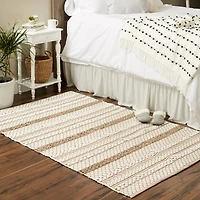DII® Stone & White Hand-Loomed Paper Chindi Rug, 4ft. x 6ft.