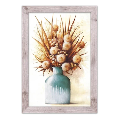 Teal Harvest Still Life Western White Framed Print