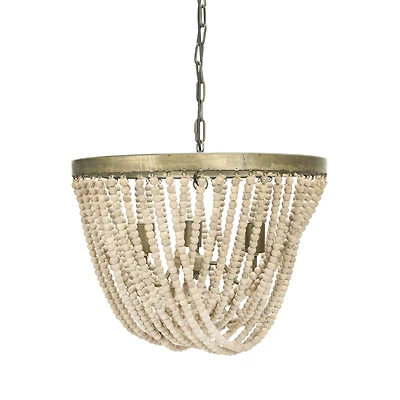 Hello Honey® White Metal Chandelier with Draped Wood Beads