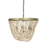Hello Honey® White Metal Chandelier with Draped Wood Beads