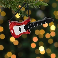 5" Red Guitar Glass Christmas Ornament