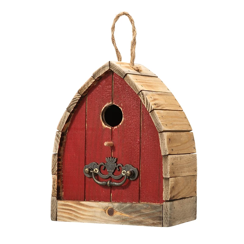 Glitzhome® 8.5" Washed Red Distressed Wood Birdhouse