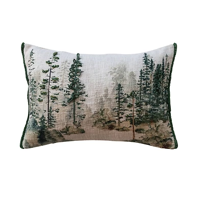Hello Honey® 20" Embroidered Trees Cotton Lumbar Pillow