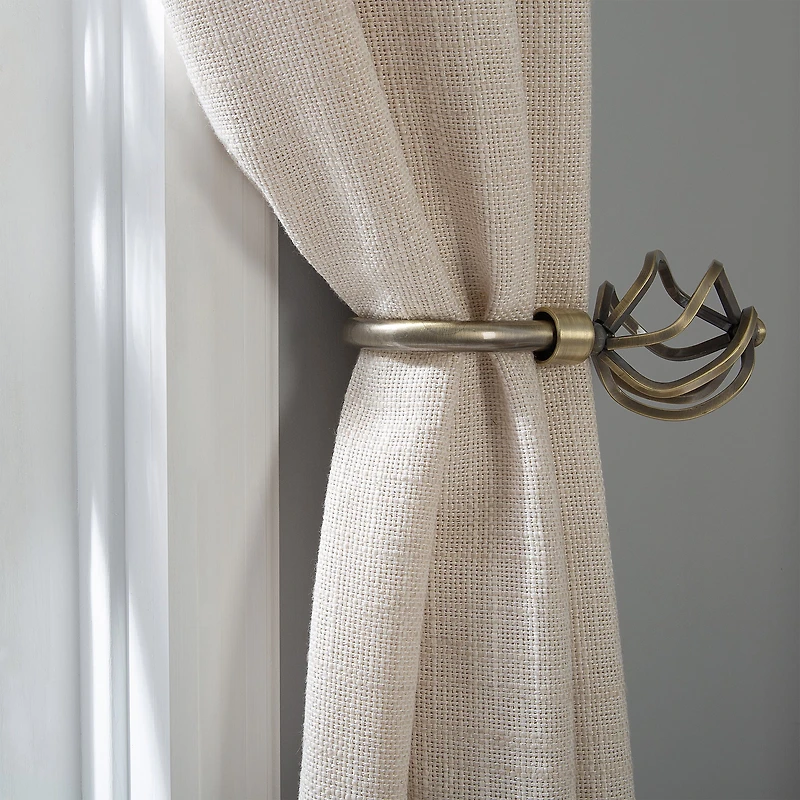 Home Details Antique Brass Royal Twist Curtain Holdback Set
