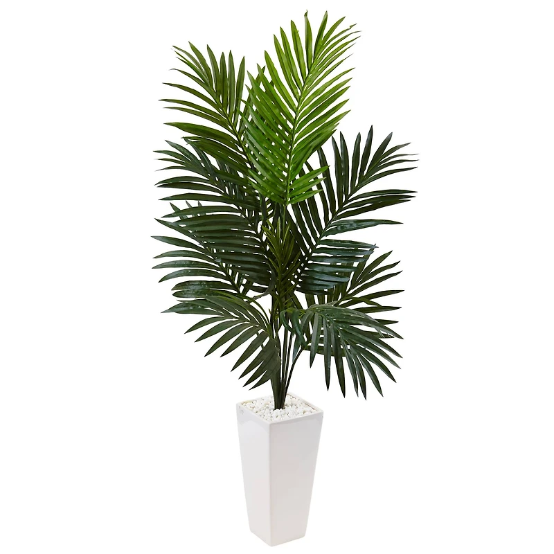4.5ft. Kentia Palm Artificial Tree in White Tower Planter