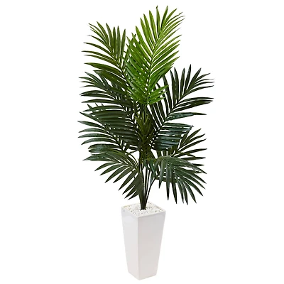 4.5ft. Kentia Palm Artificial Tree in White Tower Planter