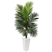 4.5ft. Kentia Palm Artificial Tree in White Tower Planter