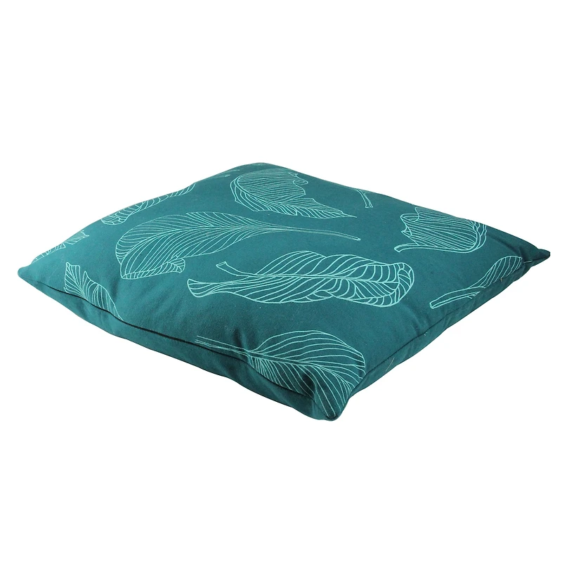 17" Teal Green Tropical Leaf Throw Pillow