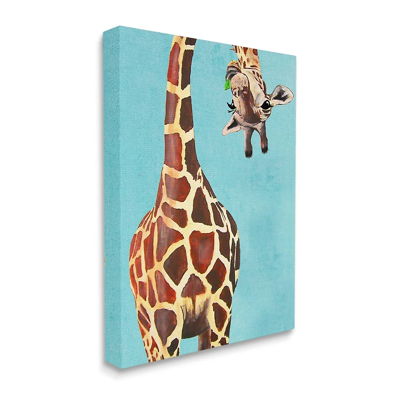 Stupell Industries Curious Giraffe Chewing Leaves Canvas Wall Art