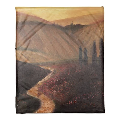 Tuscan Valley Path Coral Fleece Blanket
