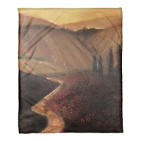 Tuscan Valley Path Coral Fleece Blanket