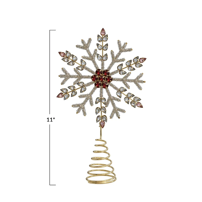 Hello Honey® 11" Metal, Glass & Acrylic Snowflake Tree Topper with Jewels