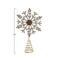 Hello Honey® 11" Metal, Glass & Acrylic Snowflake Tree Topper with Jewels