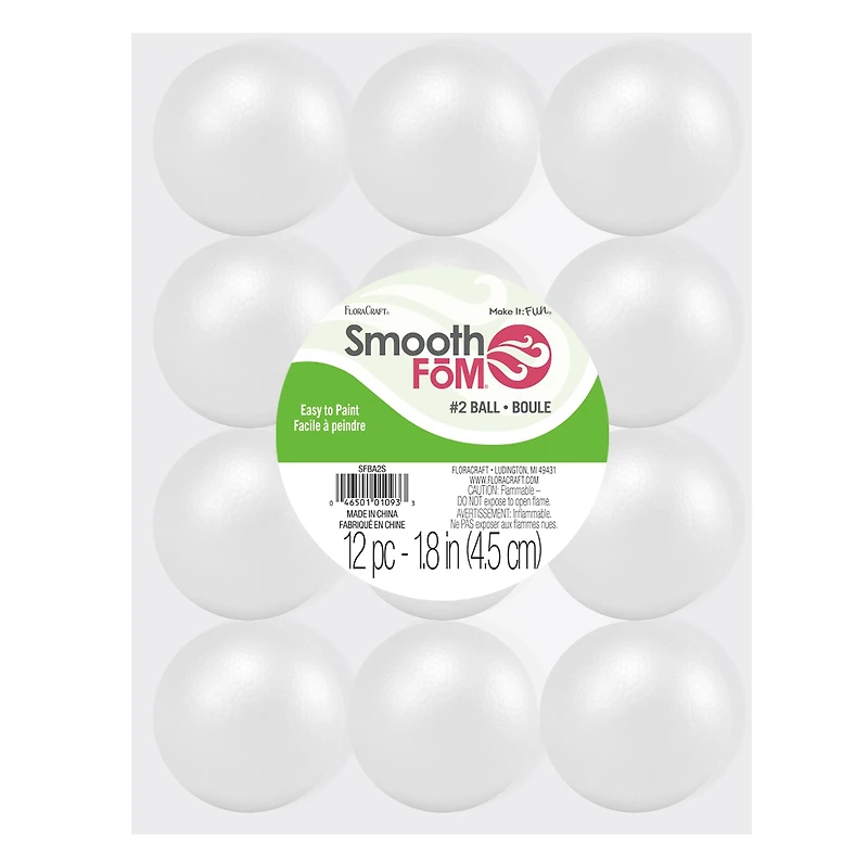 FloraCraft® SmoothFōM® 1.8" White Foam Balls, 12ct.