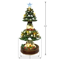 22" Animated Musical Christmas Tree Village with Moving Trains