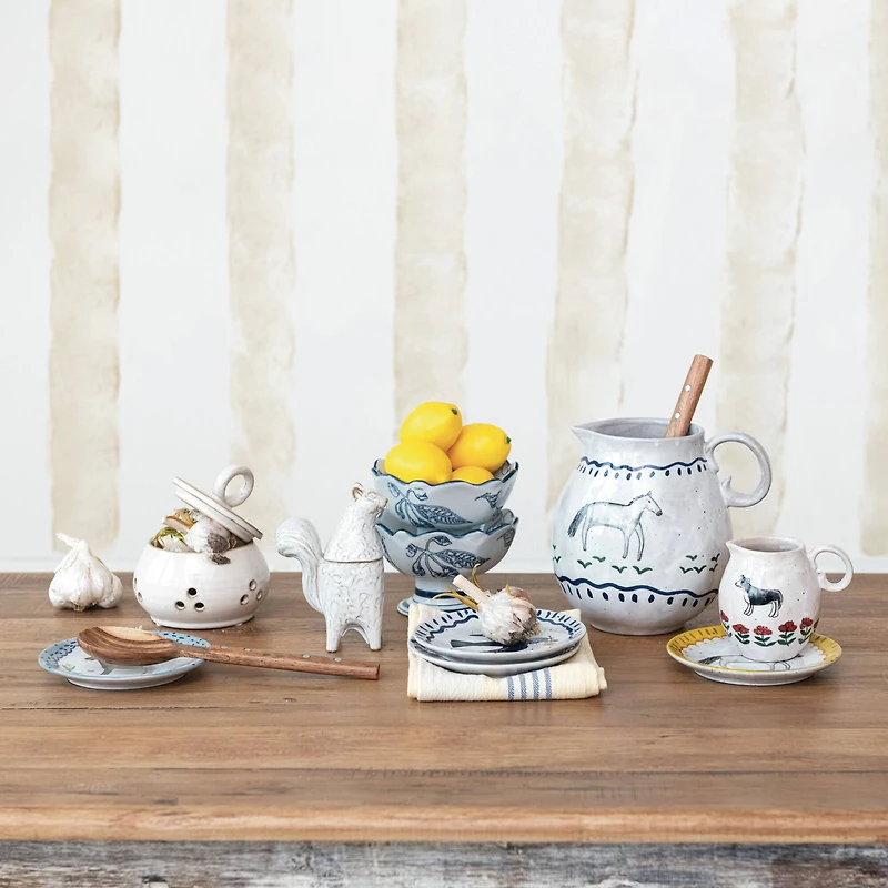 Hello Honey® 6" Enchanted Fauna Series Hand-Painted Stoneware Plate Set