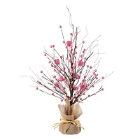 Glitzhome® 20" Lighted Valentine's Pink Berry Heart Table Tree
