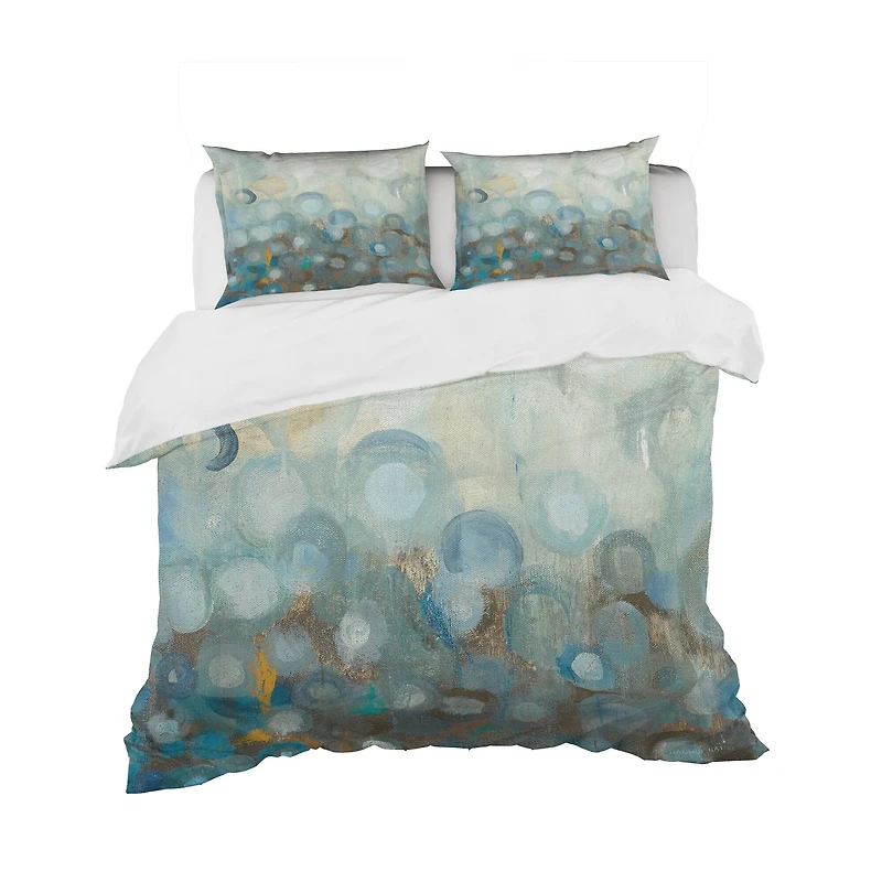Designart 'Blue and Bronze Dots on Glass II' Geometric Bedding Set