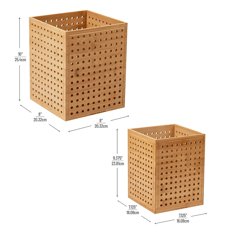 Mind Reader Lattice Bamboo Wastepaper Basket Set