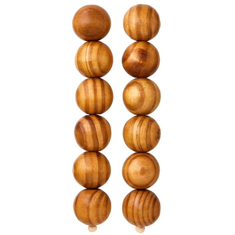 12 Pack: Natural Wooden Round Beads, 25mm by Bead Landing™