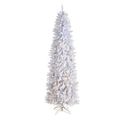 8ft. Pre-Lit White Artificial Christmas Tree, Warm White LED Lights