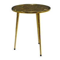 Gold Aluminum Accent Table with Clear Glass Top 20" x 19" x 22"