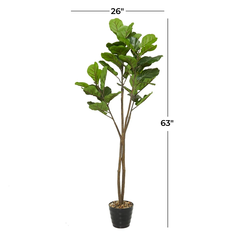 63" Black Vinyl Contemporary Potted Artificial Tree