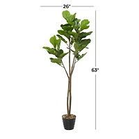63" Black Vinyl Contemporary Potted Artificial Tree