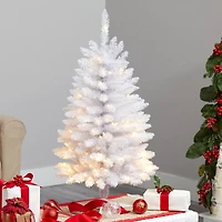 3ft. Pre-Lit White Artificial Christmas Tree, Warm White LED Lights