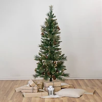 4.5ft. Pre-Lit Yorkshire Pine Pencil Artificial Christmas Tree, Clear Lights