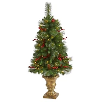 4ft. Pre-Lit Pine, Pinecone & Berries Artificial Christmas Tree, Clear LED Lights
