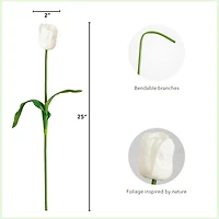 25" White Tulip Flower Stems, 3ct.