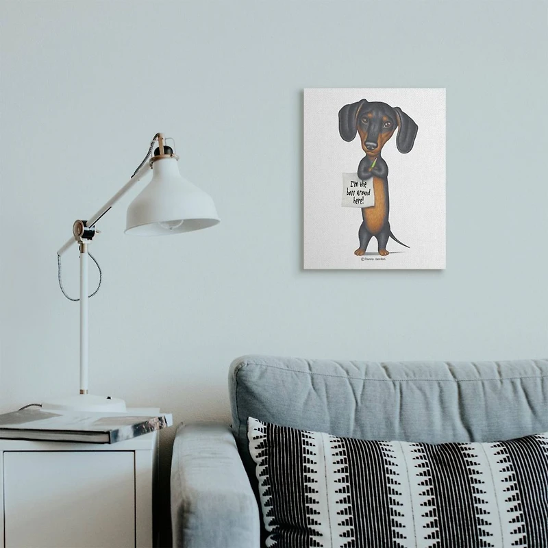 Stupell Industries Dachshund 'I'm The Boss' Fun Family Pet Phrase Canvas Wall Art