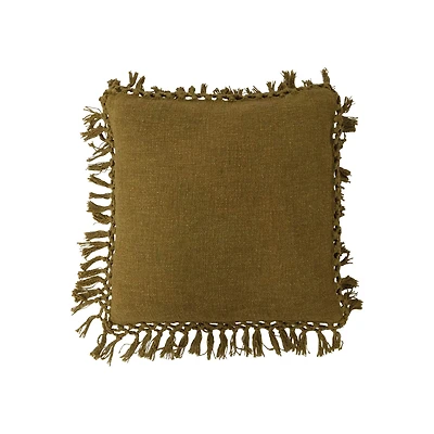 Hello Honey® Marigold Cotton Slub Pillow with Crochet Fringe