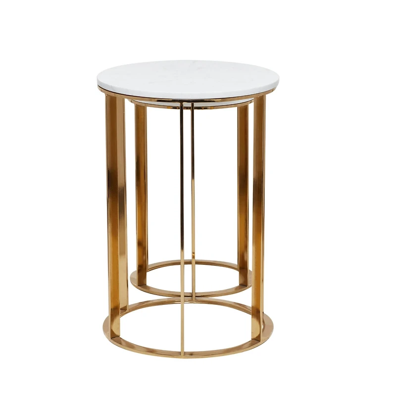 16" Gold Iron Contemporary Accent Table Set