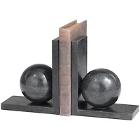 7.25" Black Orb Modern Marble Bookends, 2ct.