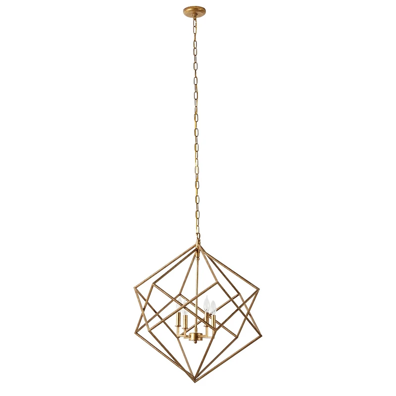 30" Gold Iron Modern Caged Chandelier