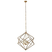 30" Gold Iron Modern Caged Chandelier