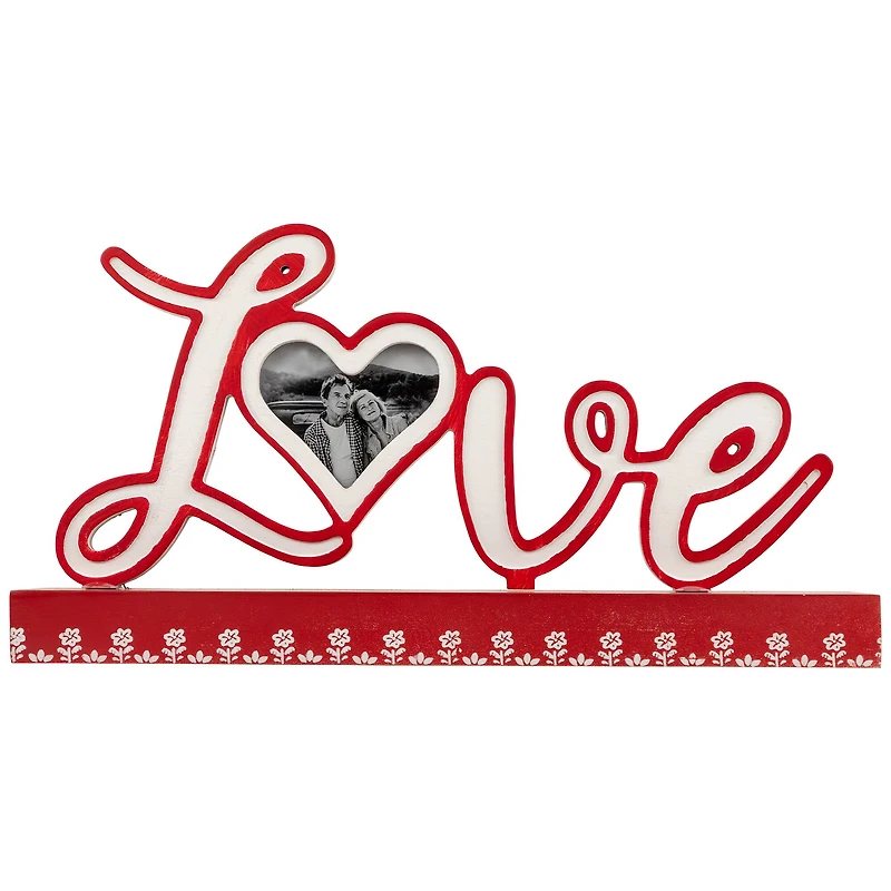 12" Valentine's Day Heart & Floral "Love" Photo Frame