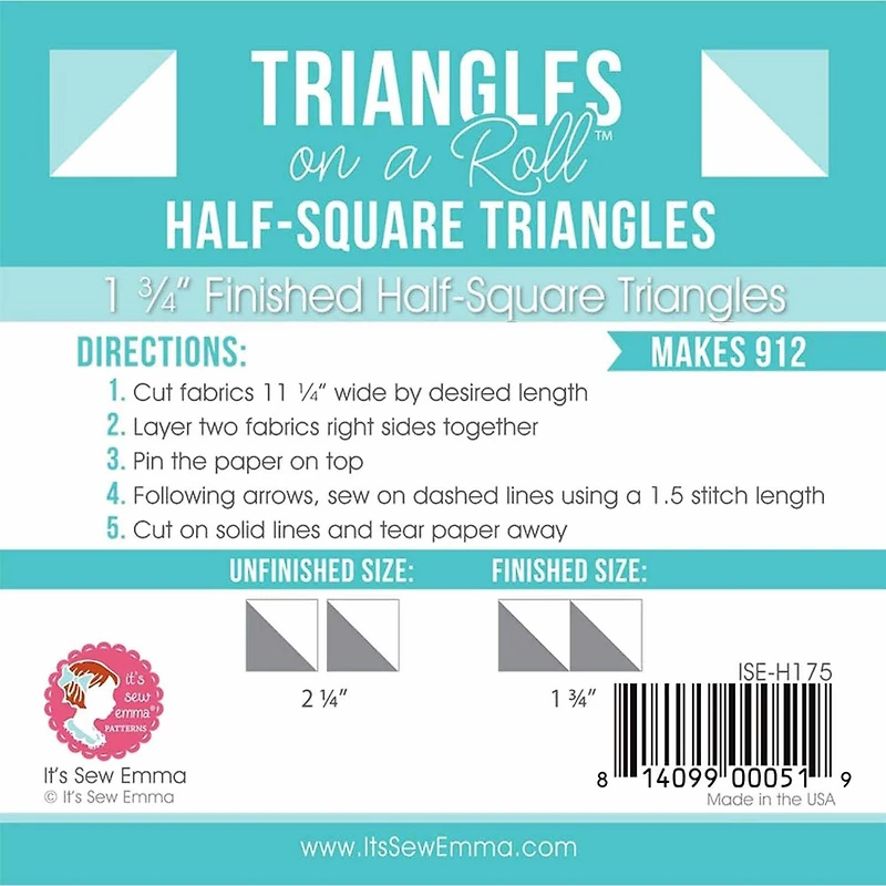 It's Sew Emma® Triangles on a Roll™ Finished Half-Square Triangles